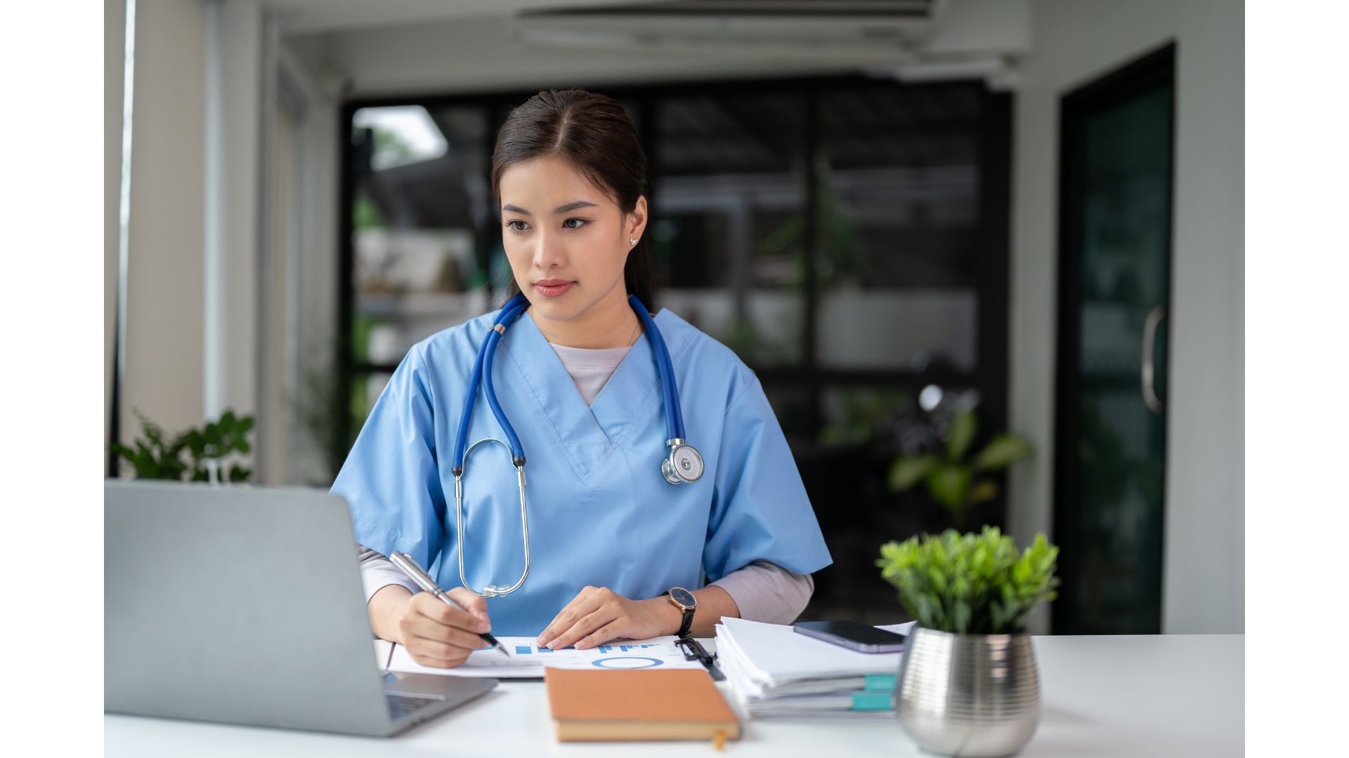 Clinician working on a digital platform