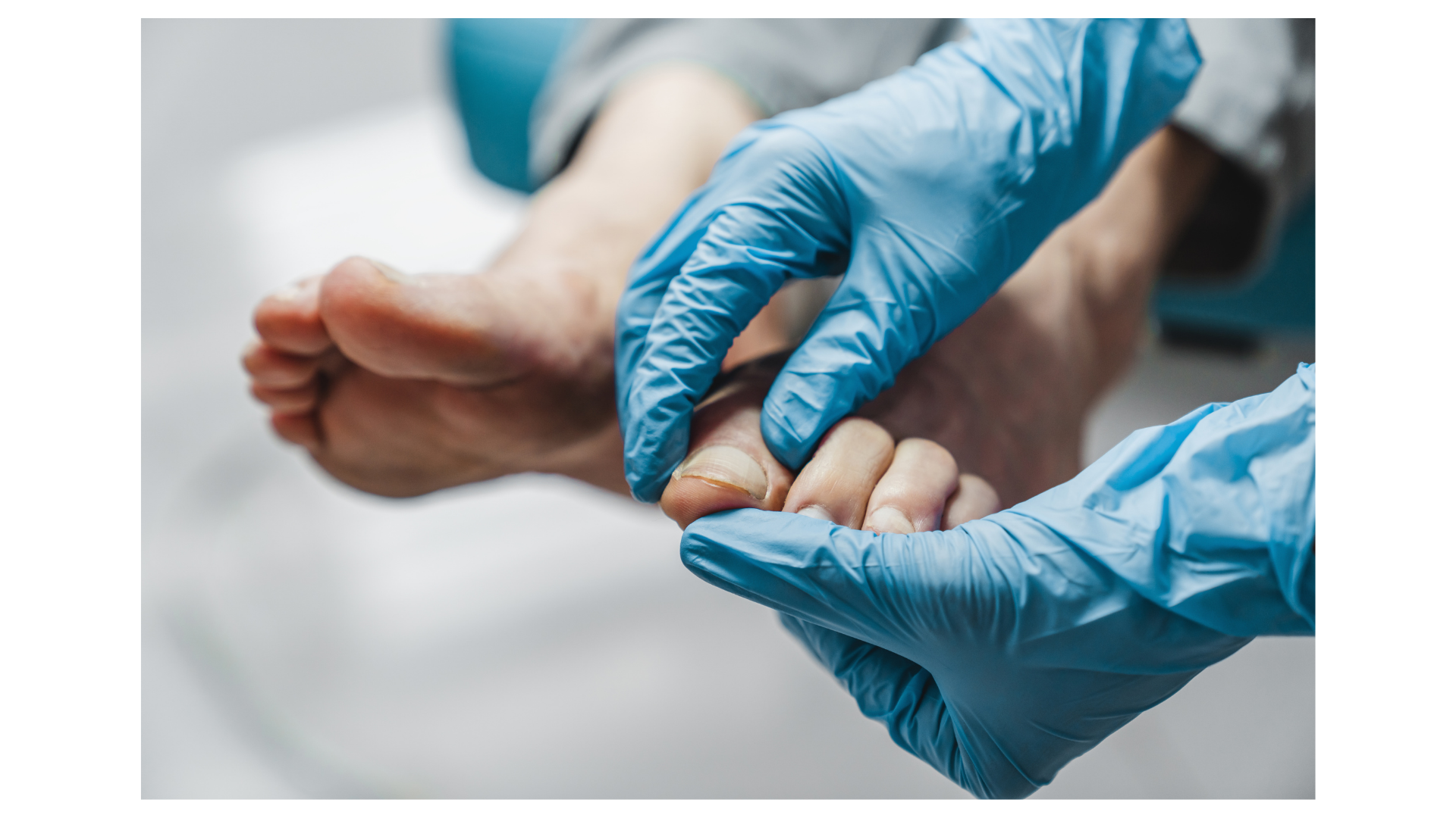 Medical professional examining a patient's toes